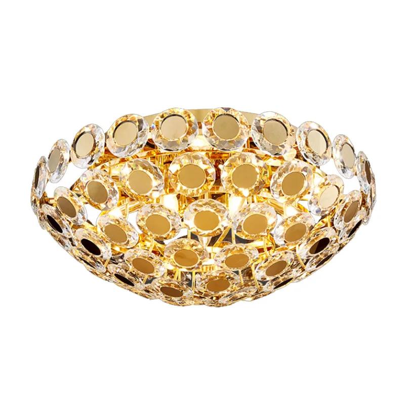 Living room lamp crystal ceiling lamp simple and generous home  bedroom lamp three-color dimming