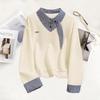 Women's Plaid Patchwork Faux Two-Piece Sweatshirt