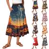 Women's Casual Elastic Waist Drawstring Floral Print Midi Skirt for Summer Vacation