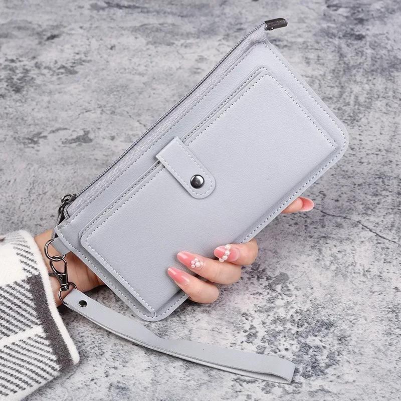 1 Pcs New PU Leather Long Multi-card Position Clutch Buckle Zipper Studen Wallets Women's Wallet Multifunctional Fashion New