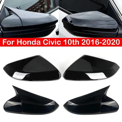 For Honda Civic 10th 2016- Car Rearview Side Mirror Cover Wing Cap Sticker Exterior Door Rear View Case Trim Carbon Fiber