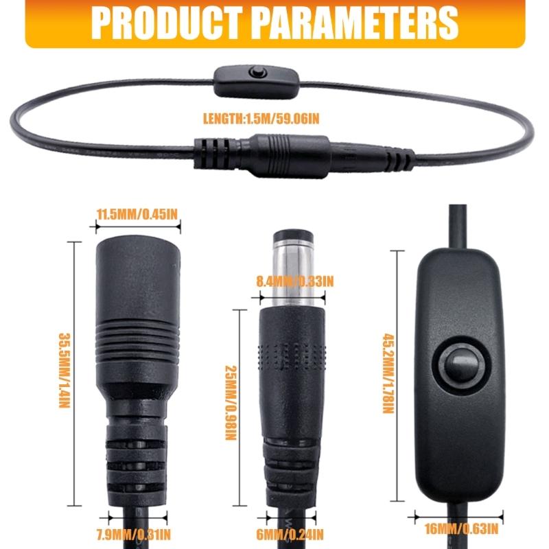 DC5521 Male To Female Extension Cable With On Off Switches For Monitors Cameras And DIY Projects