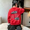 Autumn Winter Kids Crew Neck Sweatshirt Racing Car Graphic Back Print Boys Girls Casual Pullover Tops