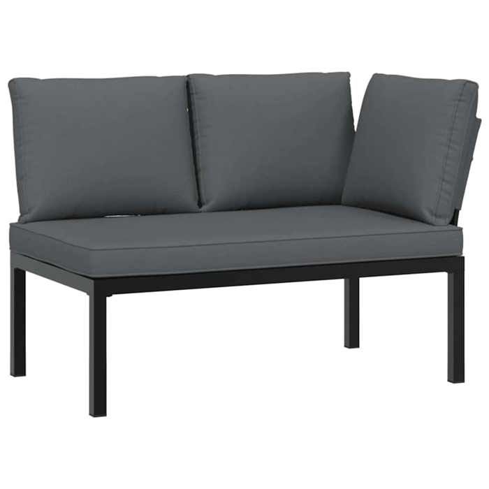 VidaXL Salon de jardin 4 pcs avec coussins noir aluminium, ensemble de canapés de jardin, ensemble de canapés de patio, 3283697