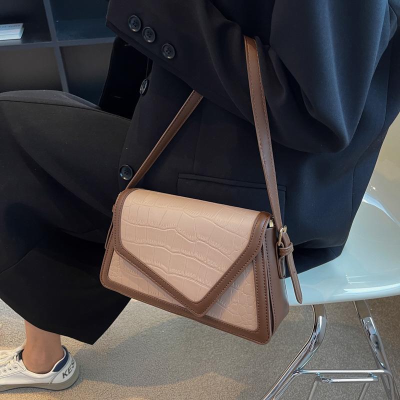 New Fashion Simple Niche Design Contrasting Color Flip Bag Versatile Shoulder Messenger Women's Bag