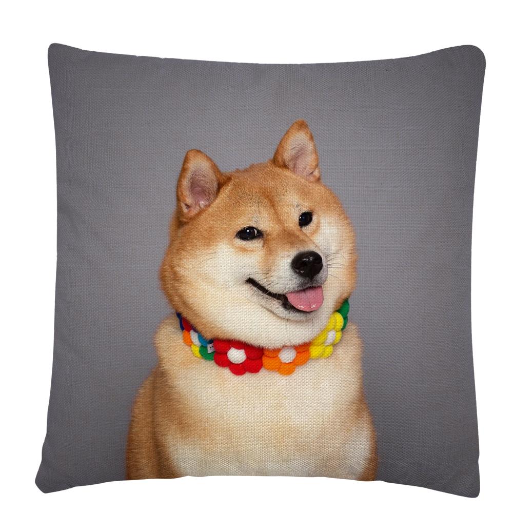 Kissenbezug mit Welpen-/Hunde-Kunstfoto-Muster, Polyester, Kissenbezug, Heim-Sofa-Auto-Dekor