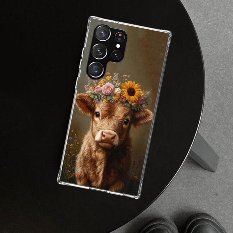 Cute Highland Cow Phone Case Cover for Samsung Galaxy S26 S25 Edge S24 S23 Ultra S22 Plus S21 FE S20 + Art Customized Fundas Gal