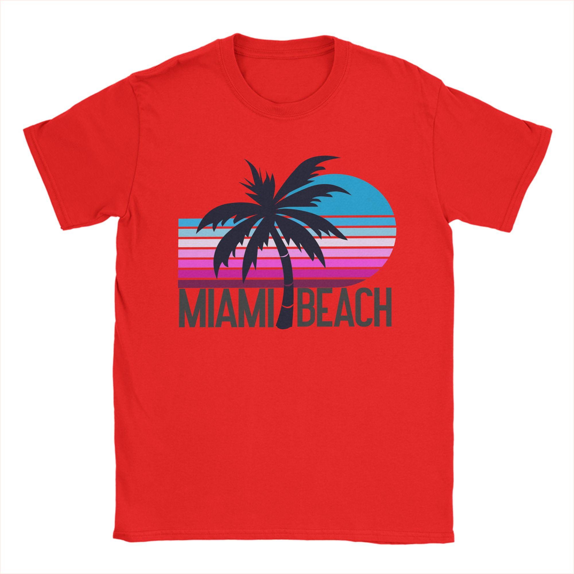 Unisexs Miami Beach Palm T Shirt  Cotton Tops Casual Short Sleeve O Neck Tee Shirt Summer TShirts S