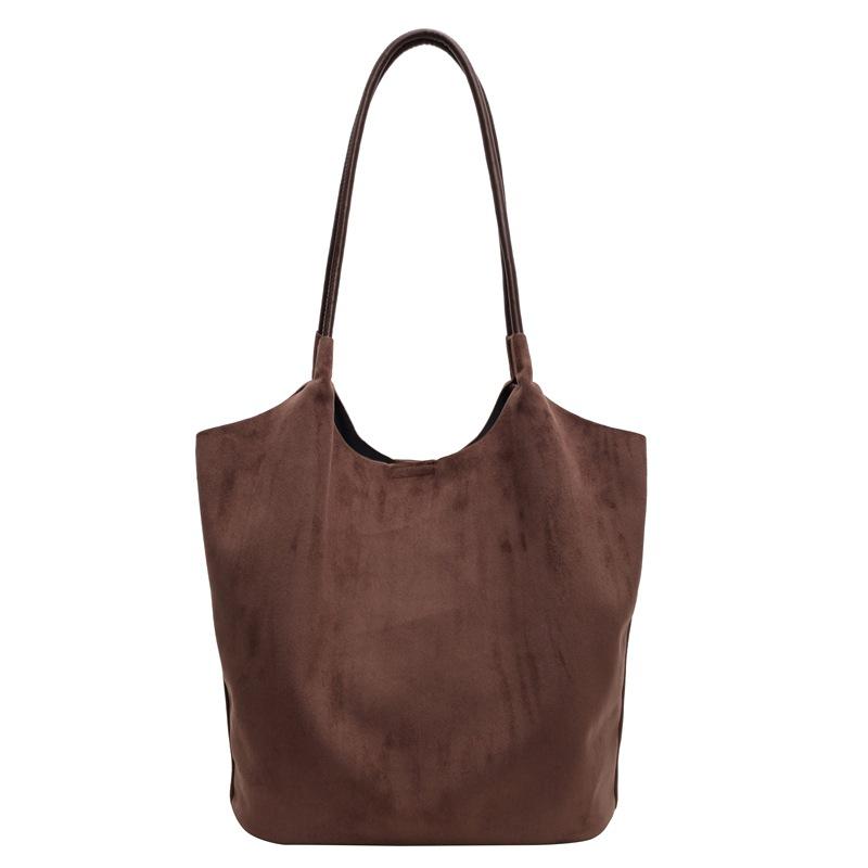 Осенне-зимняя винтажная женская сумка большой емкости из замши — фото 4