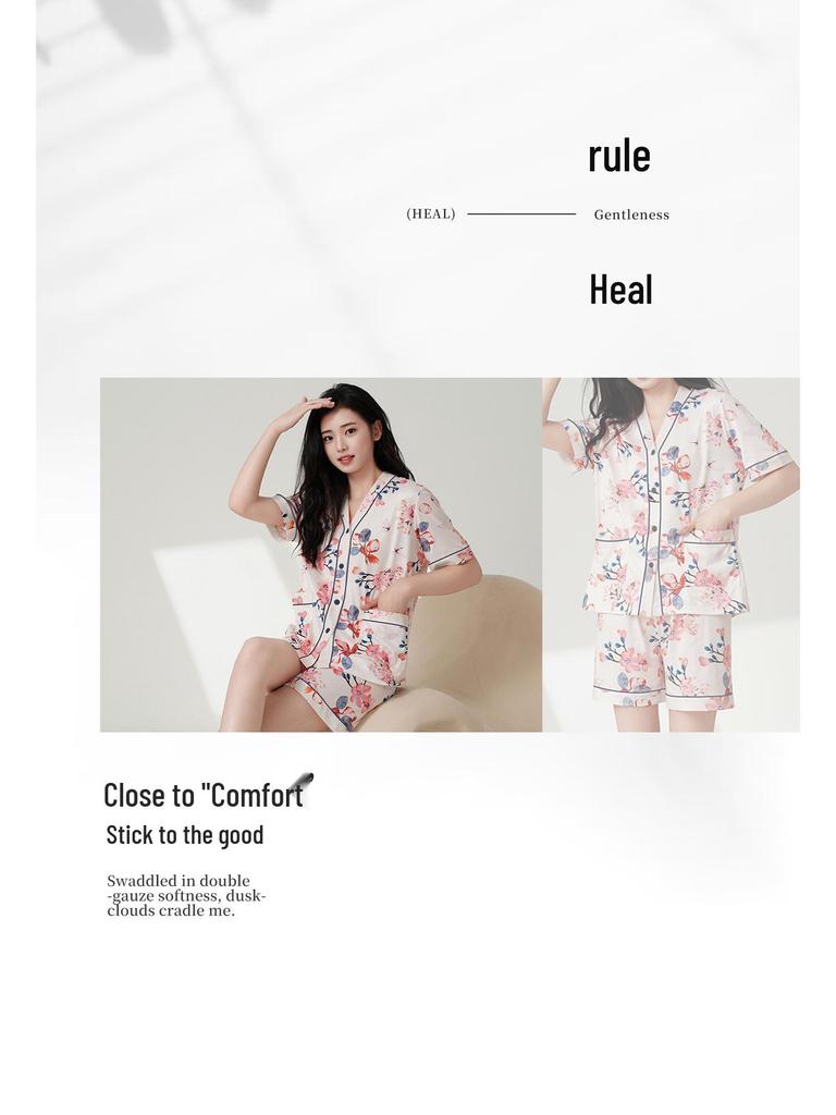Women's Plus Size Ice Silk Pajama Set: Summer Short Sleeve 3-Piece with Long Pants, Comfortable & Breathable for Home or Outdoor Wear.