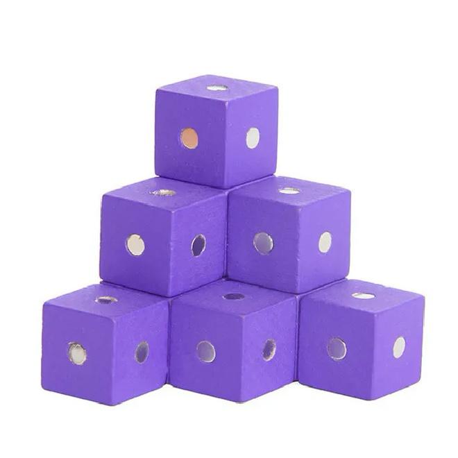 

Монтессори 2*2*2 см квадратный куб Радужные магнитные блоки строительные сборочные блоки развивающие деревянные игрушки для детей 10PCS-Purple