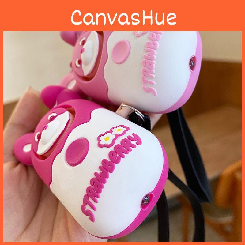 Silicone Cute Strawberry Rabbit Night Light And Alarm Keychain For Accessories Fun