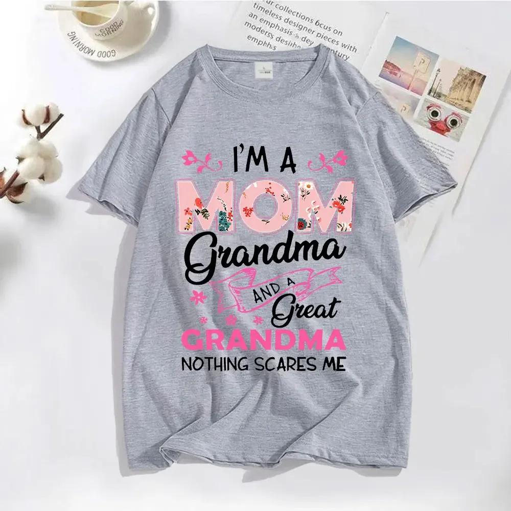 Im A Mom Grandma and A Great Grandma Print Women Tshirt Casual Funny T Shirts Short Sleeve Grandma Tops Women Tumblr Streetwear