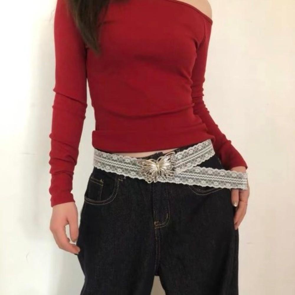 Korean Style Butterfly Waist Belt Elegant Dress Jeans Belt Fashion Lace Waistband  Daily