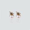 Explosive Retro Bee Asymmetrical Personality Earrings Female Net Red High Version Rear Hanging Letter Pearl Love Earrings