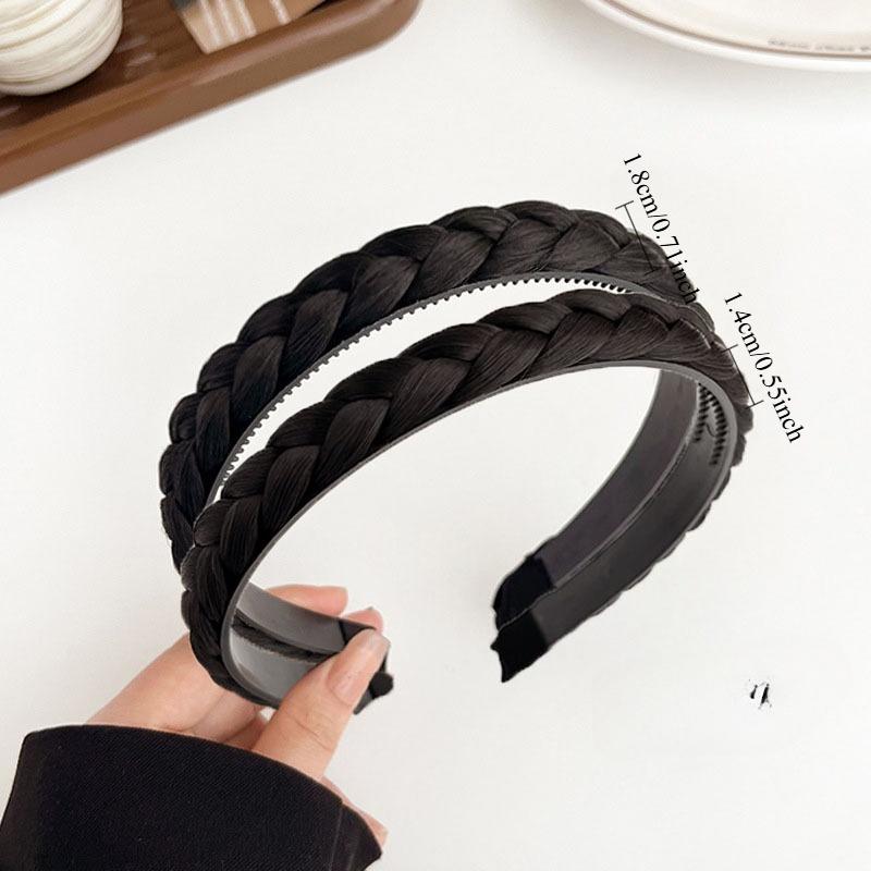 2pc Vintage Wig Twists Braid Hairband with Toothed Anti-skid Hair Bands for Women Girls Korean Retro Headband  Accessories