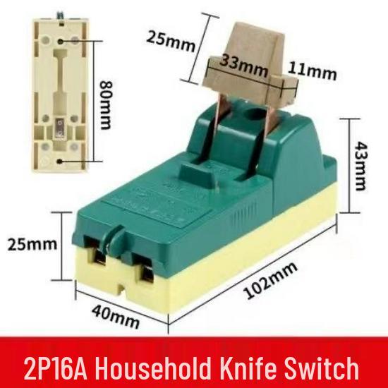 Household Single-Throw Knife Switch, 220V/380V 63A, Green, 32A Capacity
