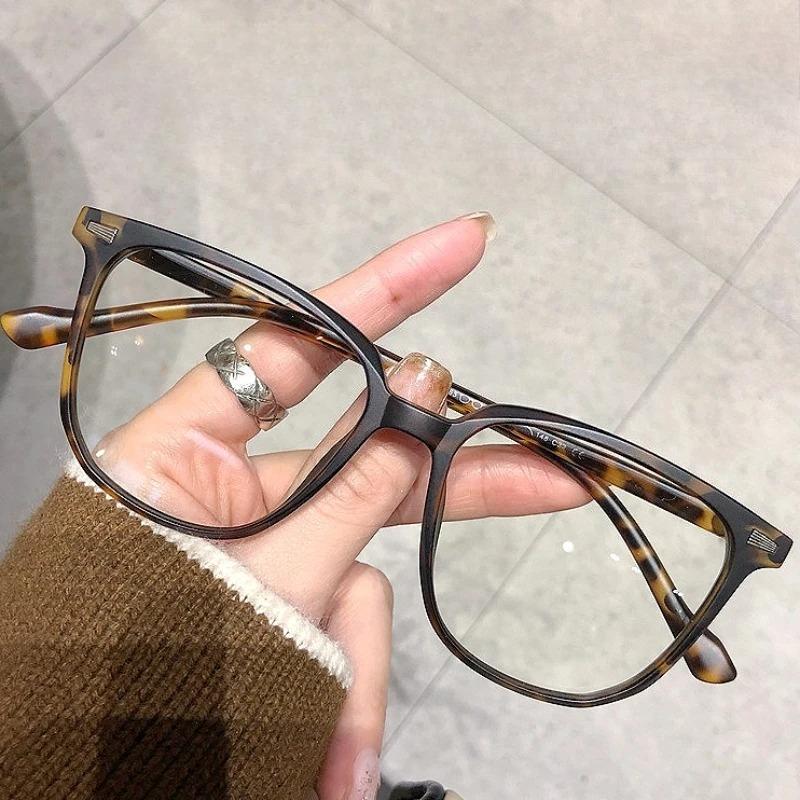 Oversized Leopard Myopia Glasses for Women Men Comfortable Anti-blue Light Computer Glasses Prescription Eyewear 0 To -4.0