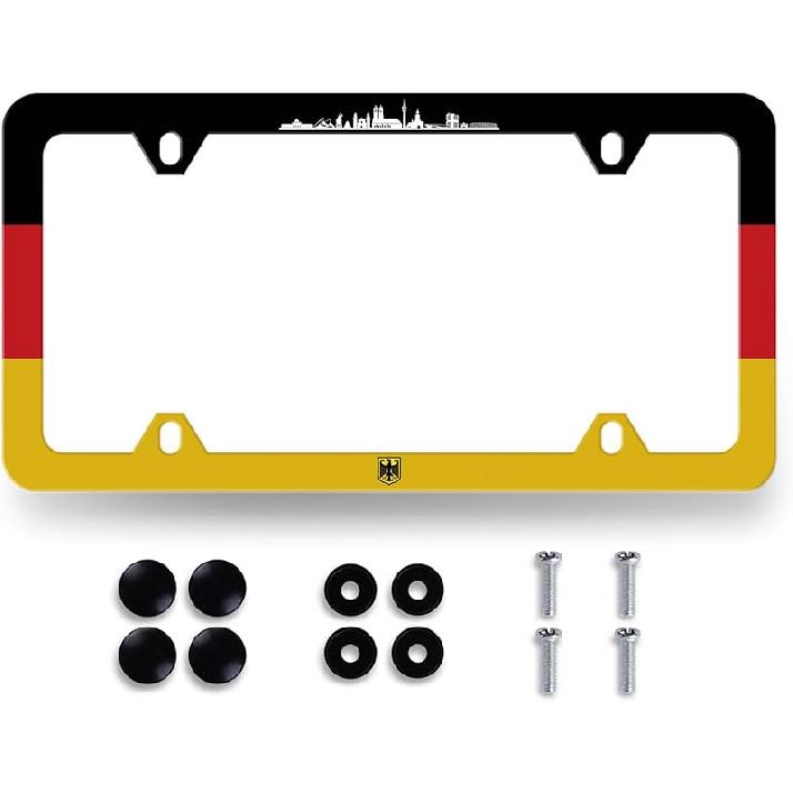 Hibiscus License Plate Frame Beautiful Tropical Flowers Floral License Plate Holder Colorful Stainless Steel Auto Parts Funny License Plate