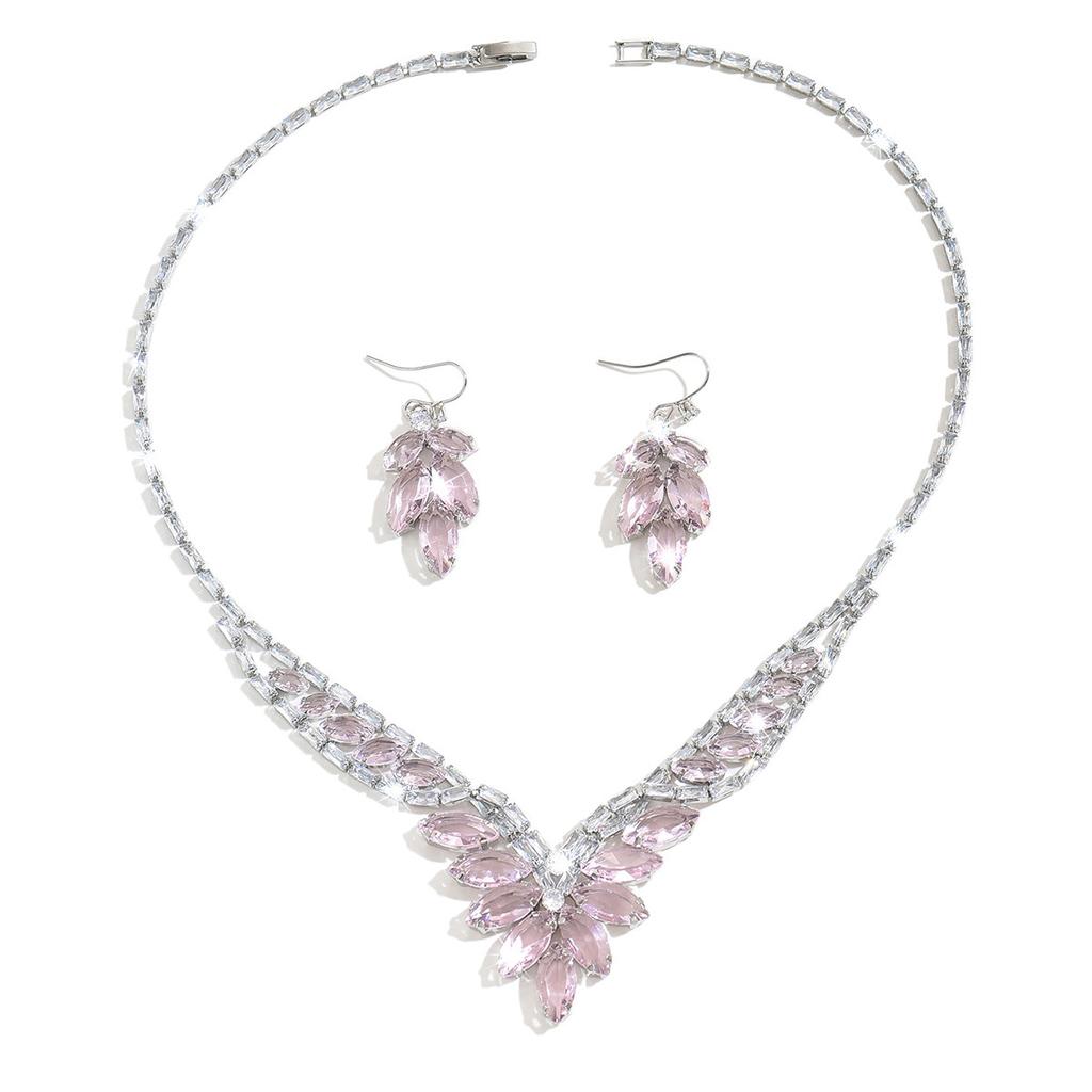 Women Party Wedding Dress Necklace Earrings Two-piece Jewelry Accessories