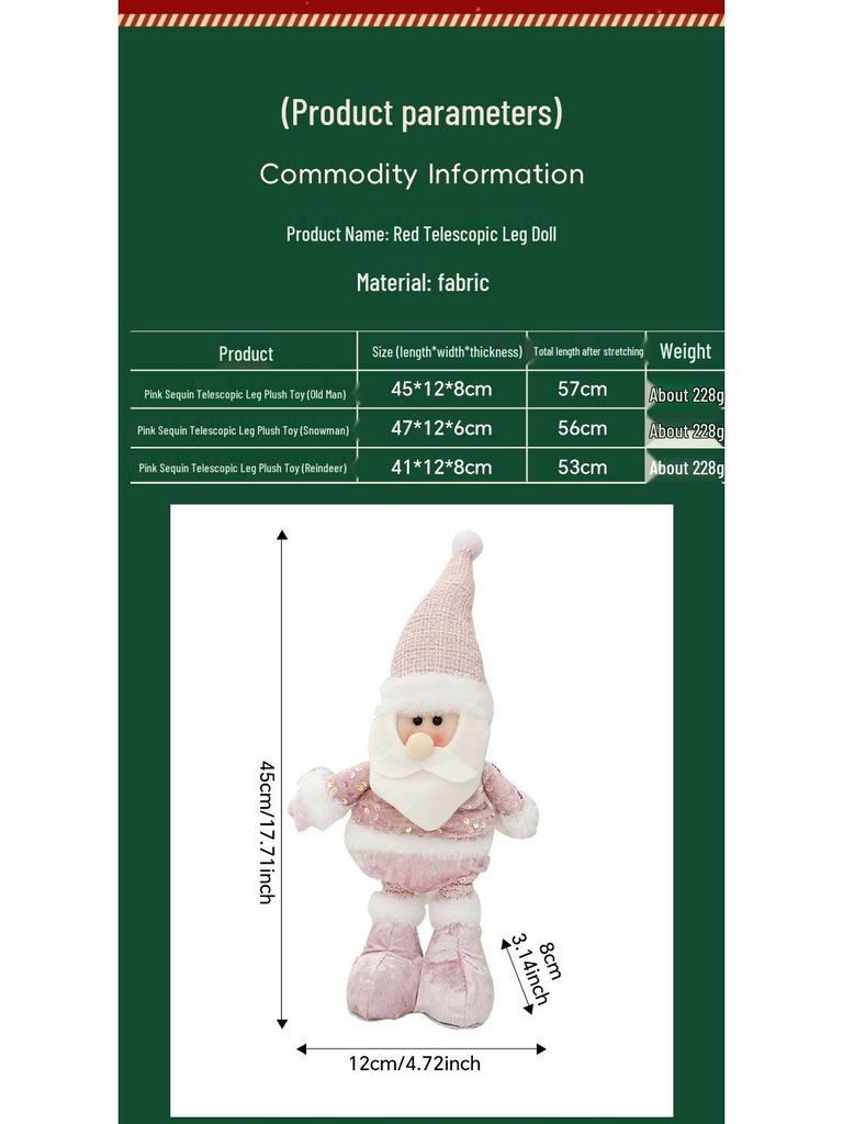 Pink Sequin Snowman Plush Toy: Retractable Christmas Decoration for Windows