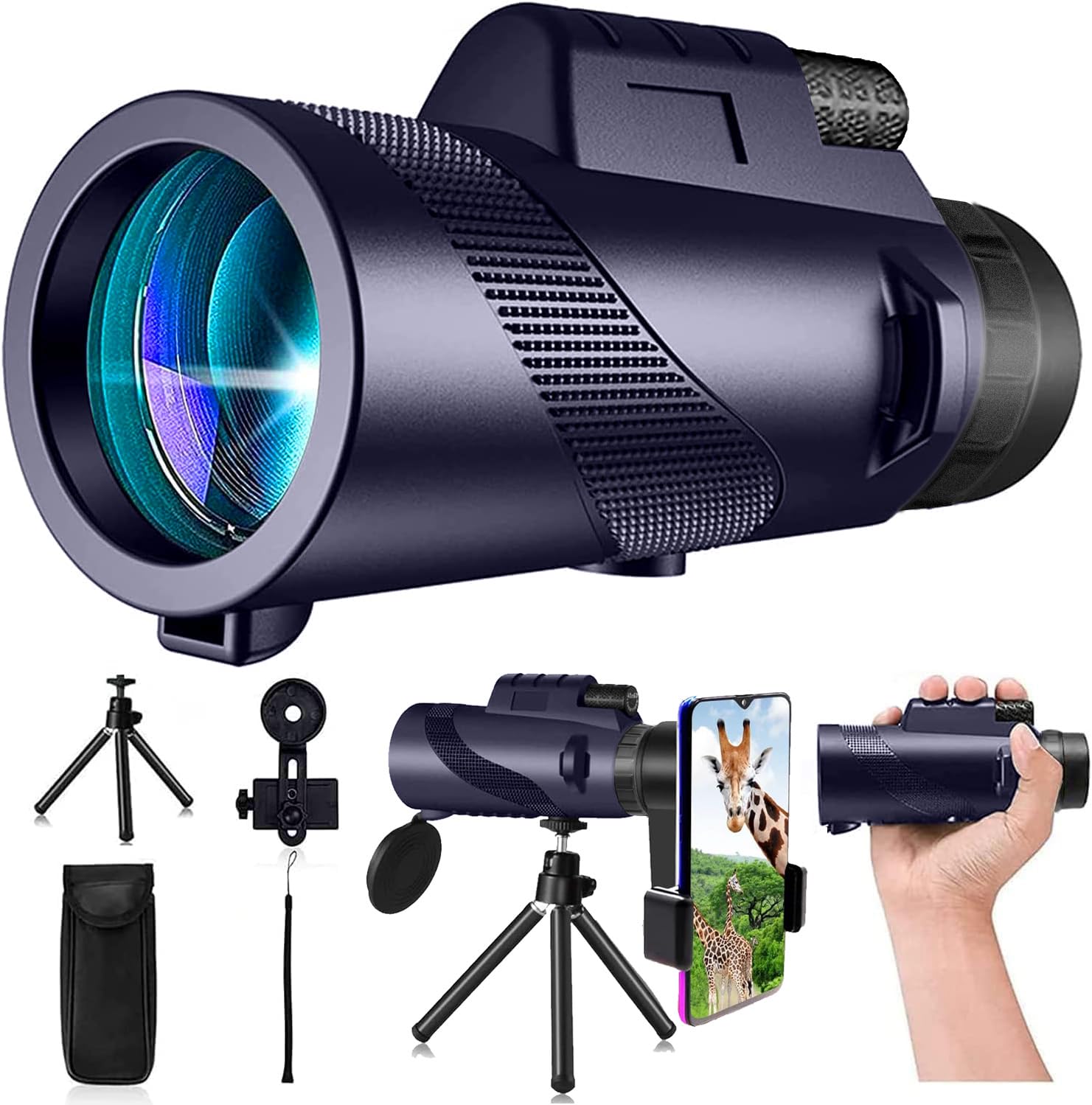 

80x100 Monocular High Smartphone Telephoto Premium Bak4 High Light Includes Extendable Mobile Phone Carrying and Japanese Instruction Ideal for