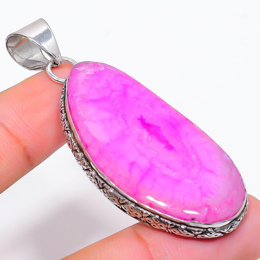 

Natural Pink Solar Quartz Gemstone 925 Sterling Silver Pendant 2.52 B2h72