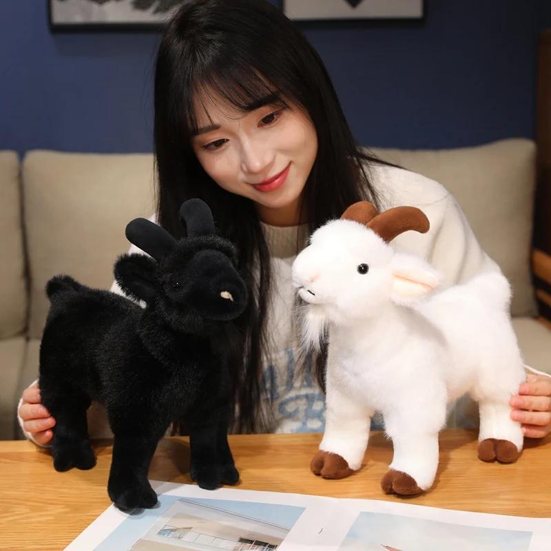 New Goat Plush Toys White Black Sheep Doll Simulation Goat Plushie Toys Stuffed Animals Sheep Doll Home Decor Kids Toys