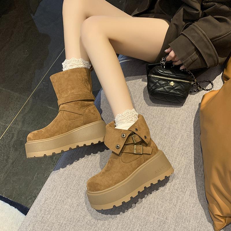 Retro casual versatile short boots women's Martin boots autumn and winter fashion two wear platform fashion short boots snow boots