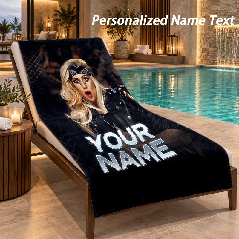 Lady Gaga Custom Name Beach Towel Large Soft Towel for Indoor Bathroom Outdoor Beach