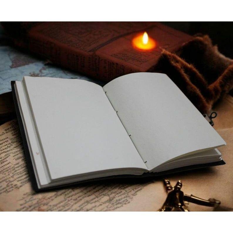 Owl Leather Grimoire Journal Handmade Blank Spell Book of Shadow Leather Sketchbook Travel Notebook Writers Gift For Her Him