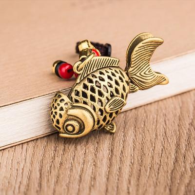 2Pcs/set Cute DIY Carp Pendant Handmade Brass Craft Goldfish Car Keychain Mini Desktop Fish Ornaments Accessory Gift
