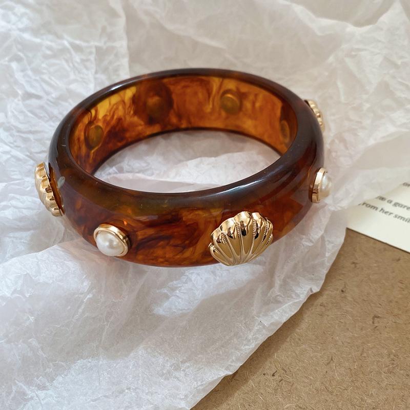 Colorful Acetate Open Bangle: Exaggerated Light Luxury Bracelet for Women