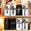 Gotisches Kreuz Ranke Transparent Handyhülle Für iPhone 17,16,15,14,13,12,11 Plus,Pro Max,XS,Weiche Silikon Schwarze Hülle