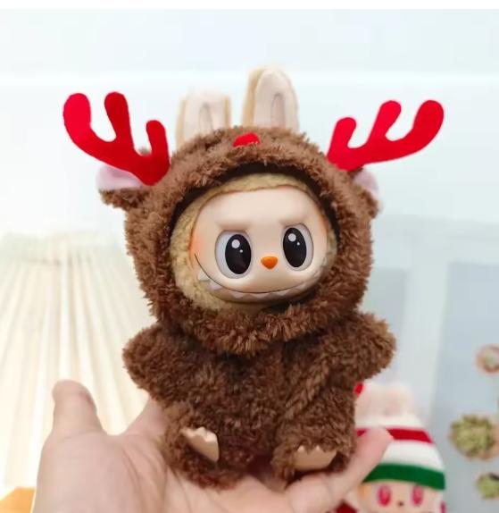

Labubu Doll Clothes Outfit Set For Mini Labubu Idol V1 V2 Christmas Cookie Man Sweater Hat Scarf New Year Party Costume Gift коричневий