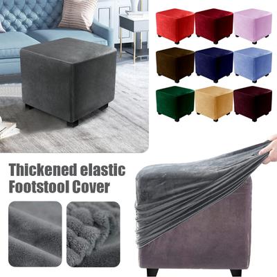 All-Inclusive-Stuhlbezug, quadratisch, elastischer Samt-Fußhockerbezug, 360-Grad-Schutz, Ottoman-Bezug für Wohnzimmer, Schonbezug