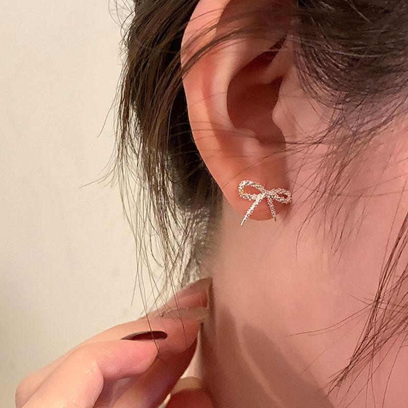 Simple Small Bow Stud Earrings For Women Cute Hypoallergenic Daily Wear Ear Piercing Jewelry Gift