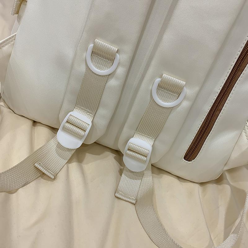 Letter Embroidered Backpack Contrast Color Student Schoolbag Female Campus Backpack