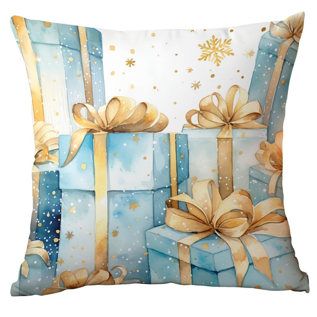 Neuer Weihnachts-Kissenbezug Zuhause Weihnachtsdekoration Kissen Blau Weihnachtskugeln Kiefer Schnee Szene