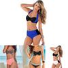 Set Women Bikini Contrast Block Halter Top High Waist Bottom Swimwear Beach
