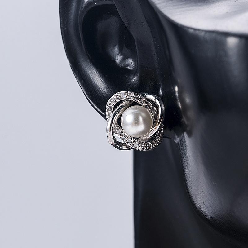 Brincos de zircônia elegantes e requintados, brincos de pérola sintética da moda para mulheres