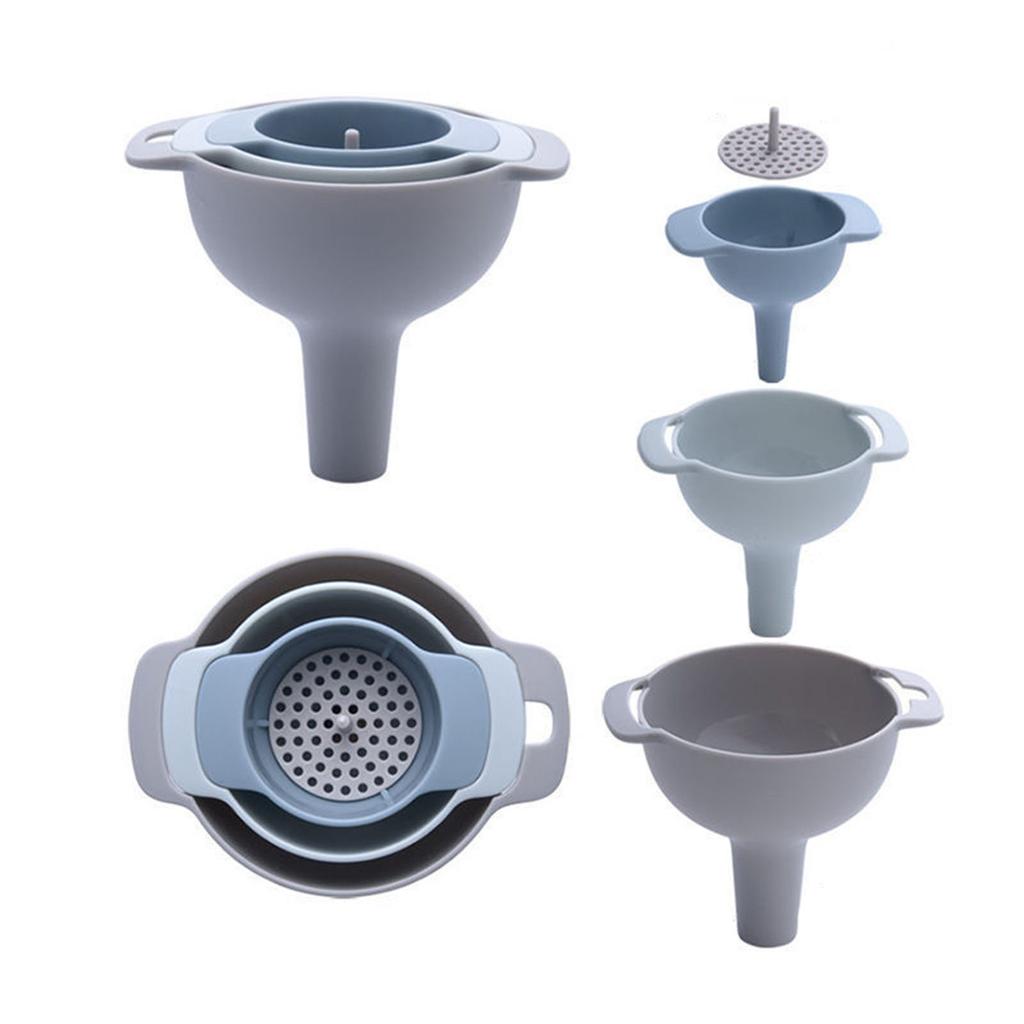 4-in-1 Plastic Kitchen Funnel Strainer for Wine, Oil and Cooking