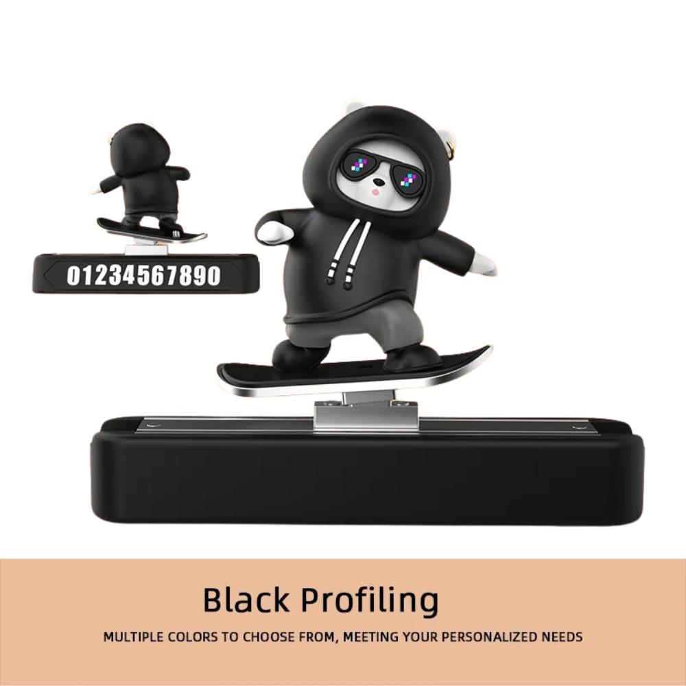 Sliding Skateboard Bear Car Temporary Parking Number Plate, Silent Magnetic Dashboard Phone Card