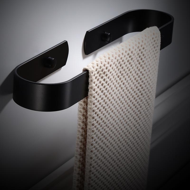 Tuqiu Handtuchstange Nagelfrei Einzelne Badezimmer-Handtuchaufhängung Weißes Aluminium Handtuchstange Mattschwarz Handtuchhalter 30/40/50/60 cm