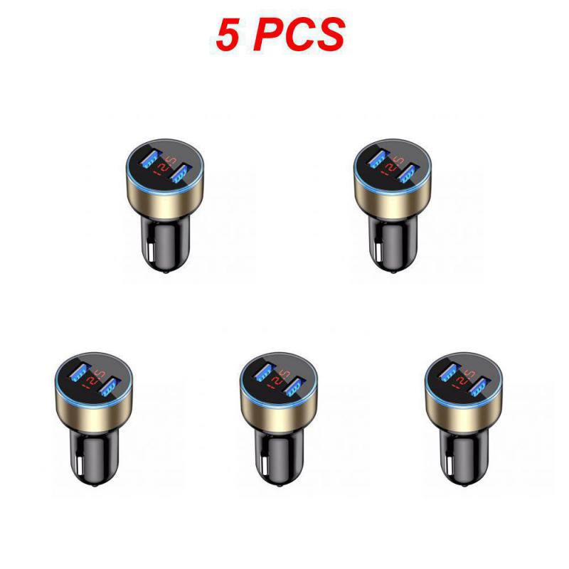 1~5PCS 15w Cigarette Lighter Universal Car Accessories With Led Voltage Current Display Car Charger Dual Usb Port