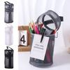 Simple Mesh Pencil Case Portable Mesh Pen Holder  Bag Stationery Storage Organizer  Back To School
