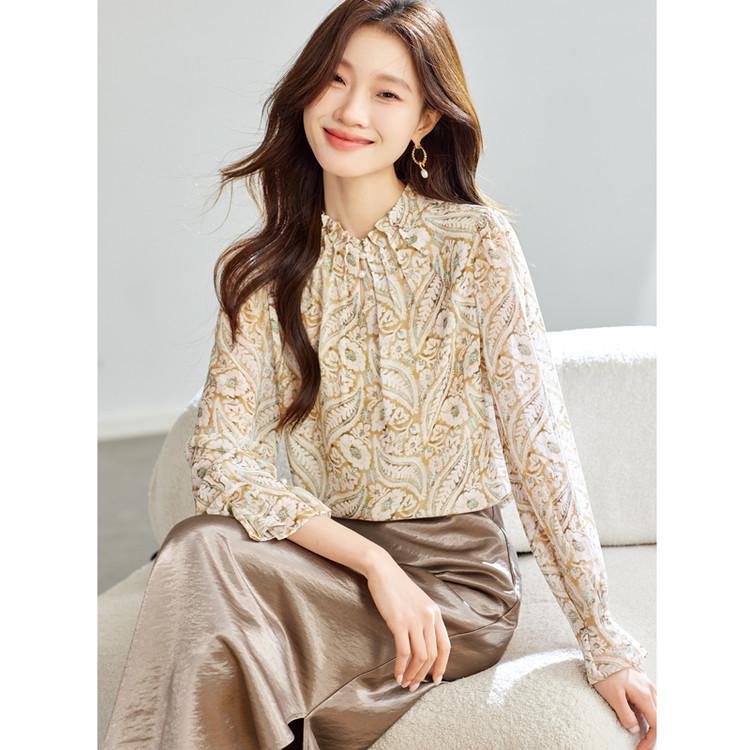Women s Semi-High Collar Shirt - Spring/Autumn 2026 Collection M