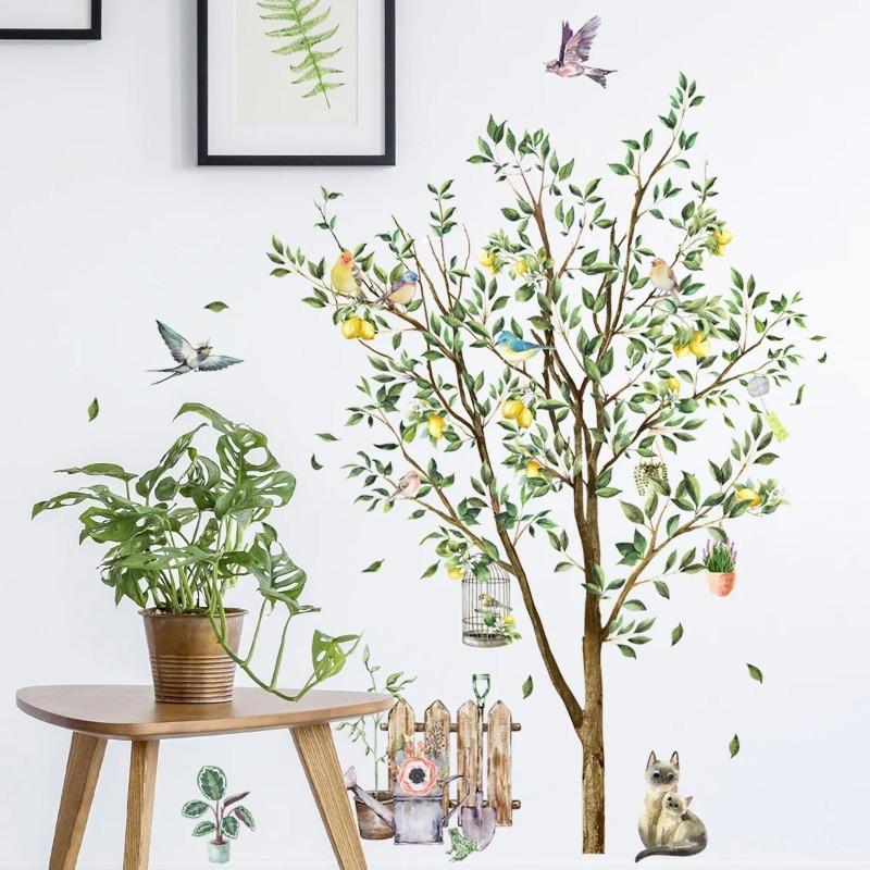 Lemon Tree Animal Wall Stickers Living Room Decoration Bedroom Home Decor Removable Wall Decals for Room Decorative Wallpapers