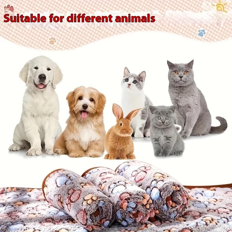 3PCS Soft Flannel Fleece Cat Dog Blanket Bed Mats Paw Foot Print Warm Pet Blanket Sleeping Beds Cover Mat For Dogs Cats Supplies