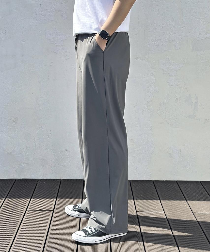 ROCKED GARAGE Unisex Cooling Semi-Wide Elastic Waist Pants_Gray